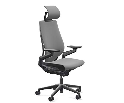 Steelcase Gesture Chair with Headrest & Lumbar Support, Graphite Fabric & Black Frame