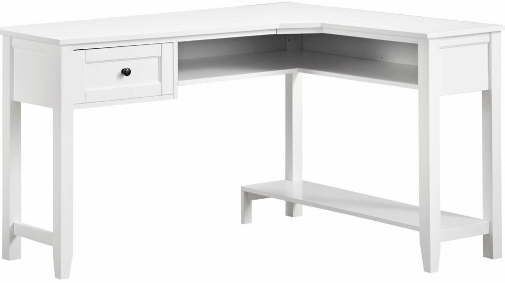 L-Shaped White Corner Desk